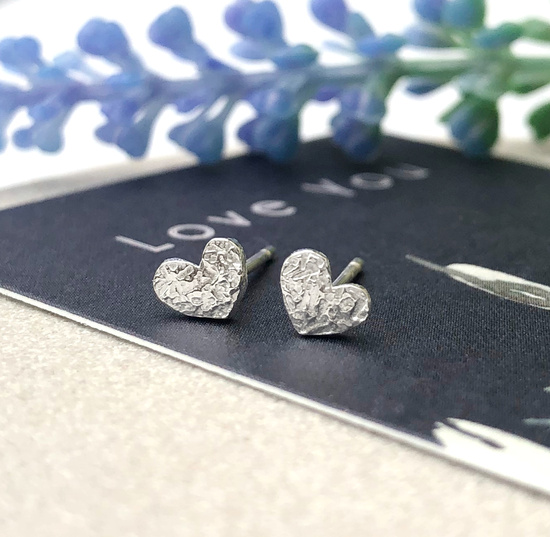 sterling silver heart stud earrings