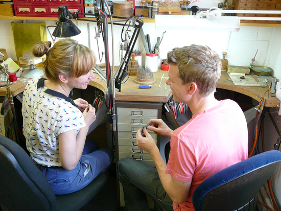 Jana at the workbench