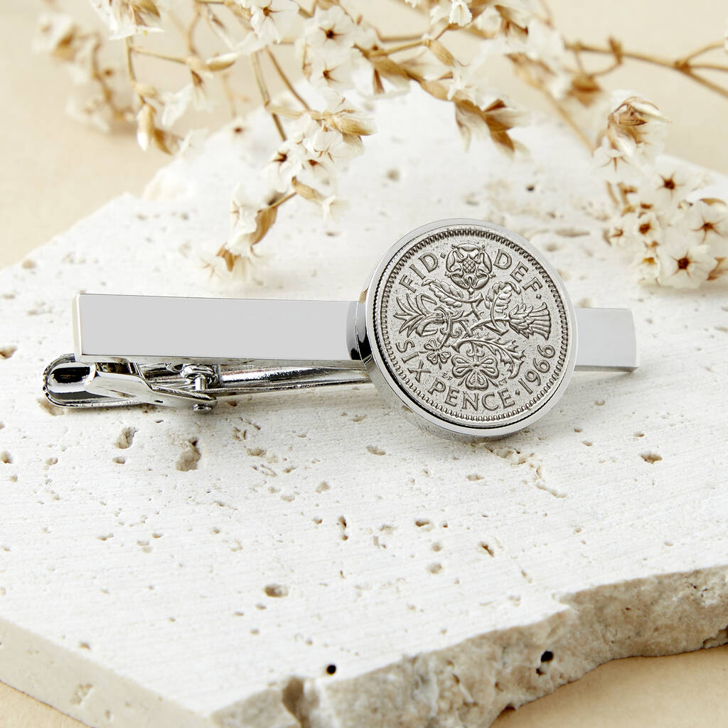 Silver Sixpence Tie Clip