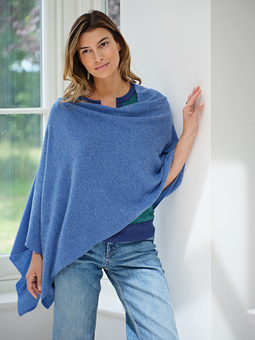 Lucy cashmere 4-way poncho in blue jean
