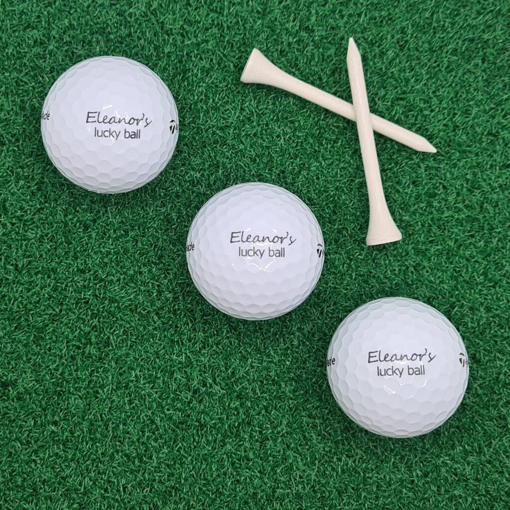 Three Personalised Golf Balls ''.. ..'S Lucky Ball!''