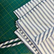 blue stripes cotton tablecloth detail
