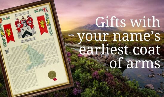 Gifts featuring your surname's earliest coat of arms.