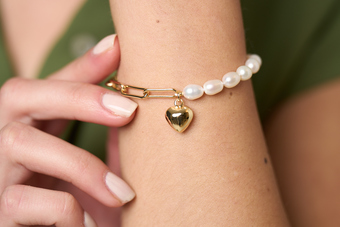 Amare gold link chain & cultured freshwater pearl bracelet