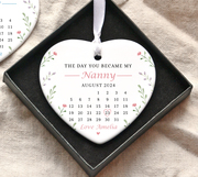 Personalised the day you became my Nanny ceramic heart shaped ornament