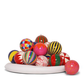 Cotton Mache decorations on tree