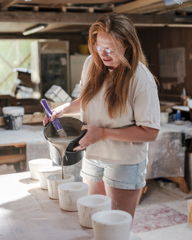 Slip casting by the wirksworth pottery company in our studio barn 