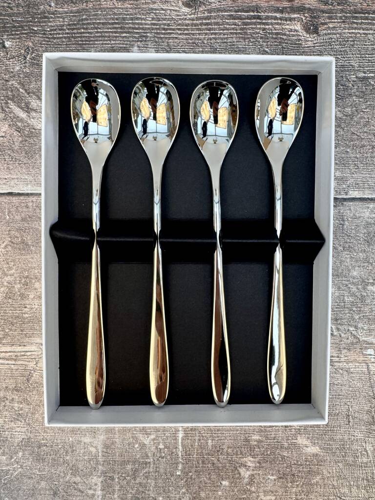 Set Of Four Stainless Steel Latte Spoons