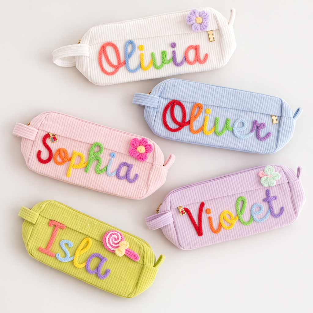 Personalised Custom Crotchet Childrens Pencil Case