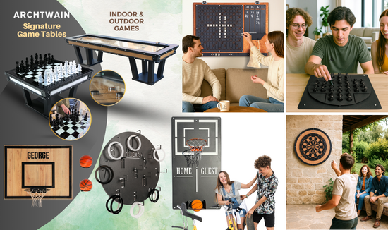 archtwain game boards, modern interactive unique games, office home decors, game room items, word games, basketball hoops sport games, indoor outdoor activities