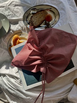 cotton napkin set in red mini check and nautical blue stripes