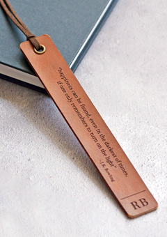 Custom engraved leather bookmark with Harry Potter quote