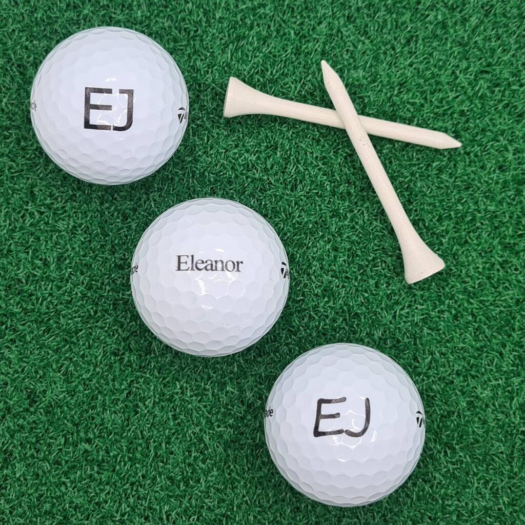 Three Personalised Golf Balls Any Name Or Initials