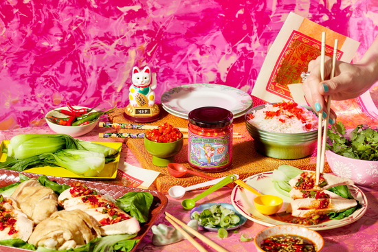 Hunan Salted Chillies with food