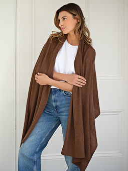 Lola cashmere travel wrap in cocoa brown