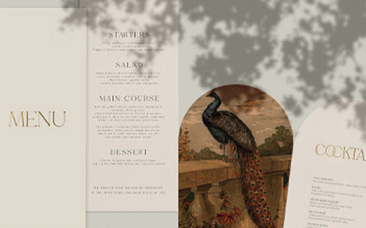 Wedding stationery, menu and cocktail menu 