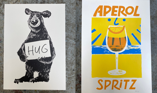 Bear HUG & Aperol screenprints