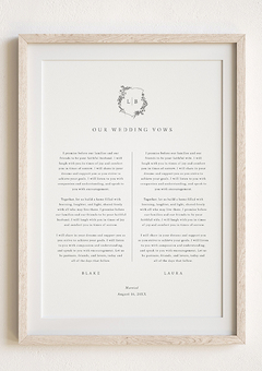 Wedding Vows Unframed Print First Anniversary Gift