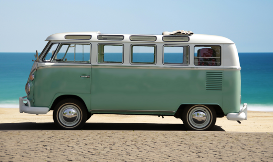 A picture of a split screen campervan