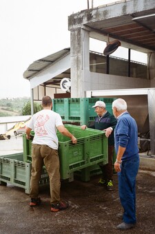 lifestyle Popoli three men working at the olive oil mill Italy