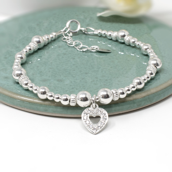 Birthstone Initial Sterling Silver Bracelet