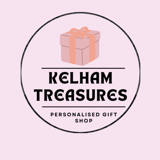  The Kelham Treasures logo features a soft, pastel pink background with a simple, clean design.