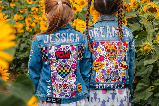 ZARAdreamland unique hand painted denim kids jacket BE YOU NOT THEM 
