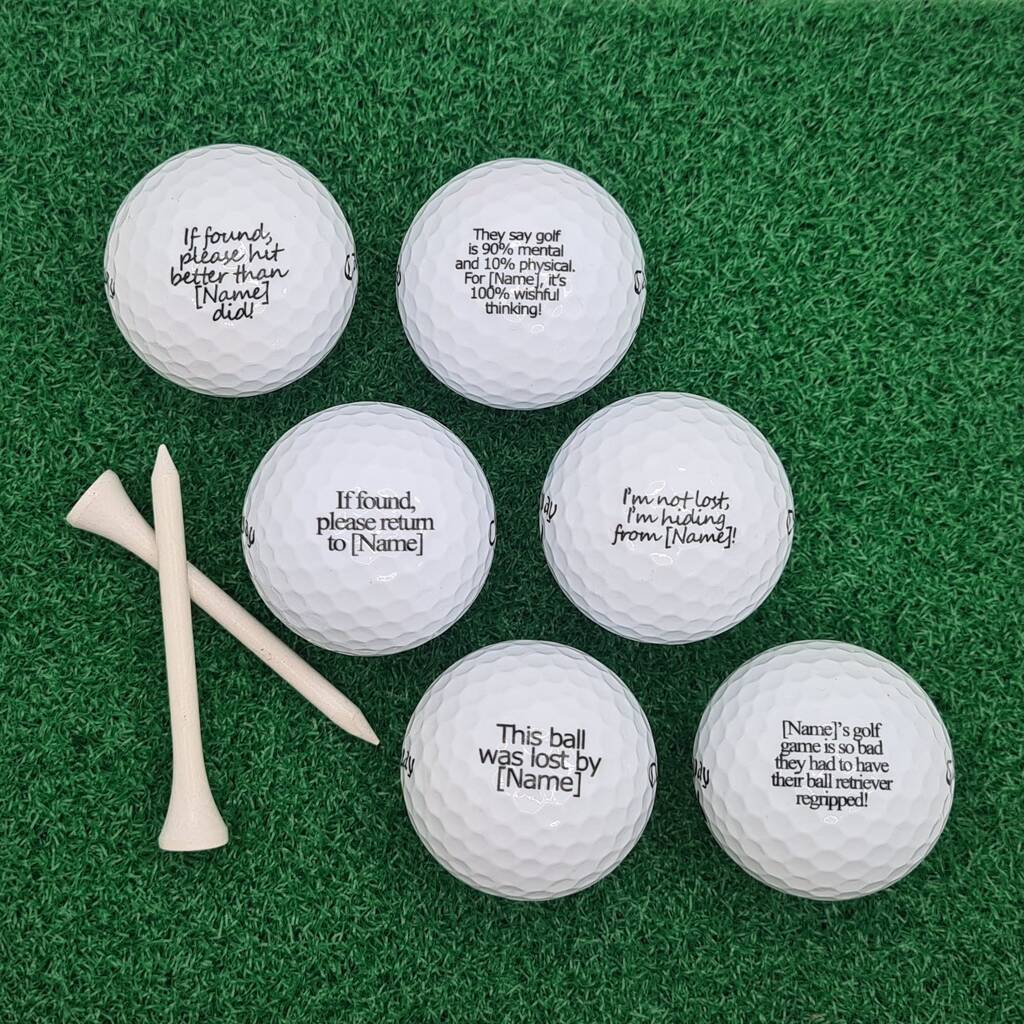 Six Personalised Golf Balls Six Different Quotes. Just Add Recipient Name. Free Gift Box