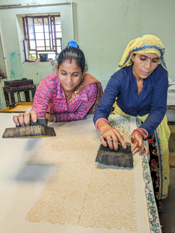 Talented block printing artisans at work