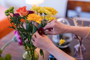 Me cutting the flowers before pressing them
