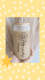 personalised birth month flower glass tumbler